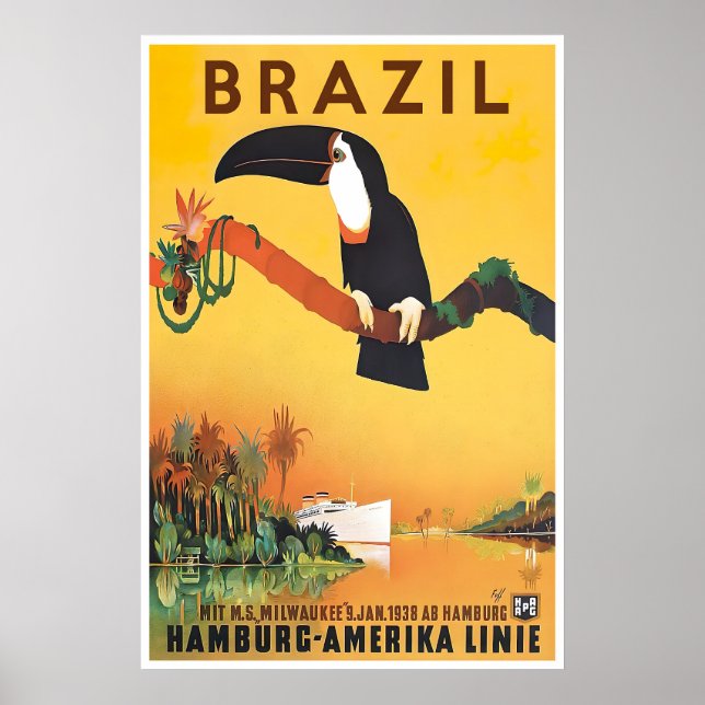 Affiche de voyage au Brésil Rio de Janeiro Impress (Devant)