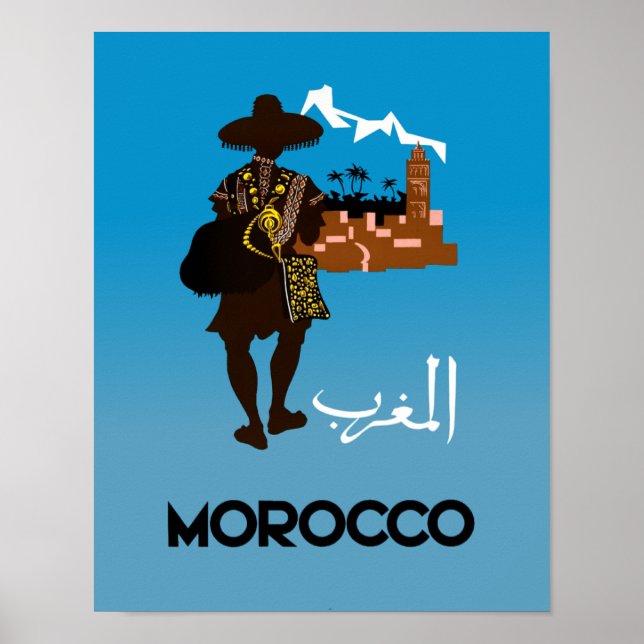 Affiche de voyage au Maroc. (Devant)