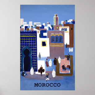 Affiche de voyage au Maroc. 15 x 25