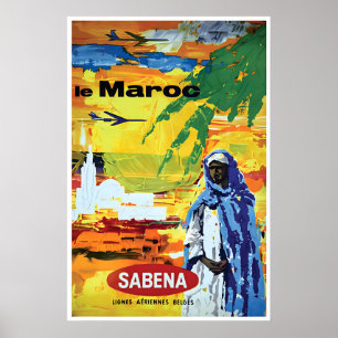 Affiche de voyage au Maroc Art africain Afrique du