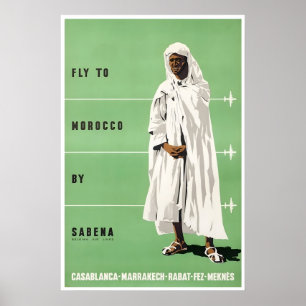 Affiche de voyage au Maroc Art marocain Lignes aér