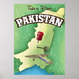 Affiche de voyage au Pakistan en avion