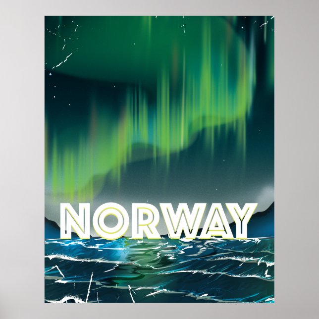 Affiche de voyage Aurore boréale Norvège (Devant)