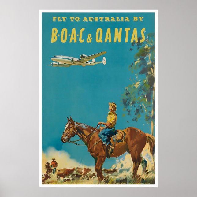 Affiche de voyage Australie Art australien BOAC (Devant)