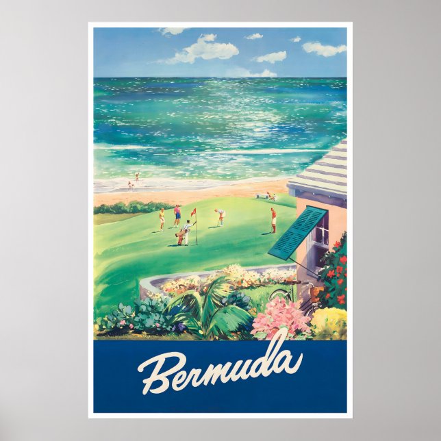Affiche de voyage aux Bermudes Golf Art Impression (Devant)
