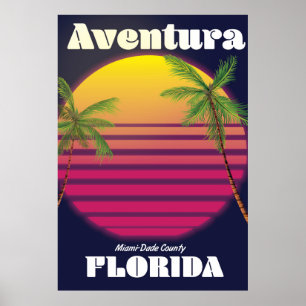 Affiche de voyage Aventura Florida USA 80s