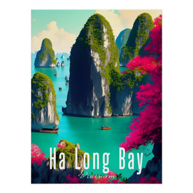 Affiche de voyage Baie d'Halong Viêt Nam (Devant)