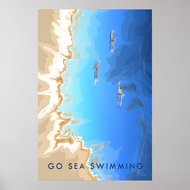 Affiche de voyage Baignade en mer (Devant)