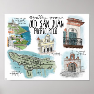 Affiche de voyage : Balade dans le Vieux San Juan
