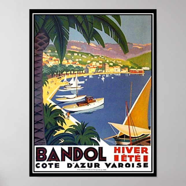 Affiche de voyage Bandol Côte d'Azur France (Devant)