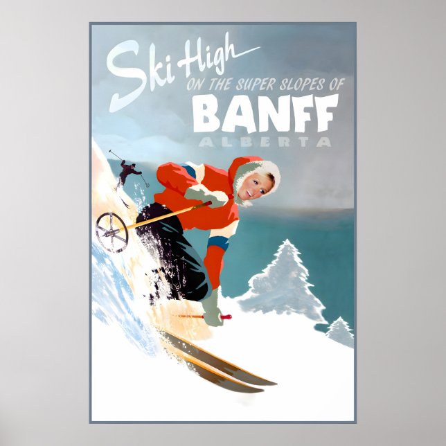 Affiche de voyage Banff Alberta Canada Neige Ski (Devant)
