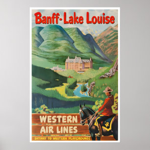 Affiche de voyage Banff Art Canada Western Airline