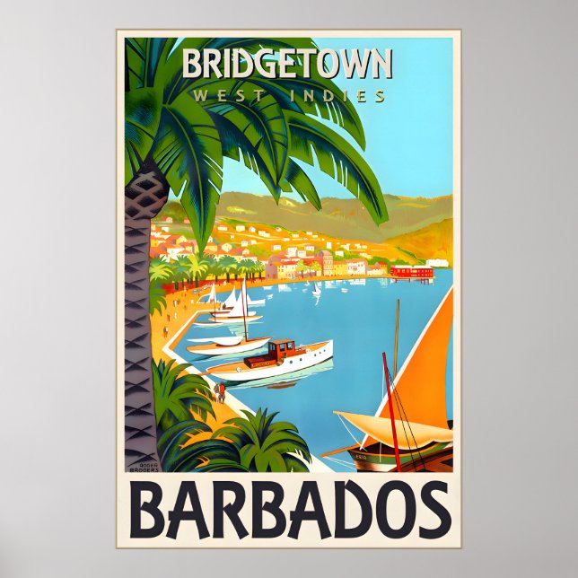 Affiche de voyage Barbade Bridgetown Antilles (Devant)