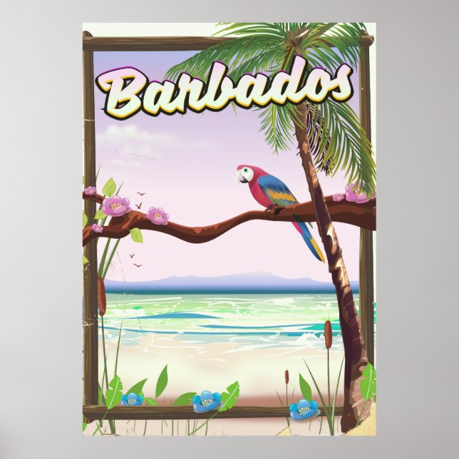 Affiche de voyage Barbados Parrot Landcape (Devant)