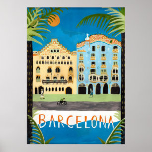 affiche de voyage, Barcelone, Espagne