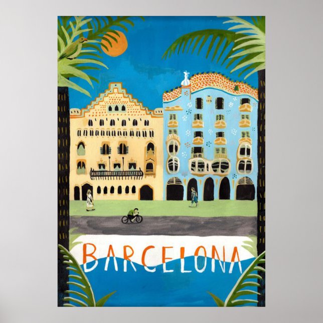 affiche de voyage, Barcelone, Espagne (Devant)