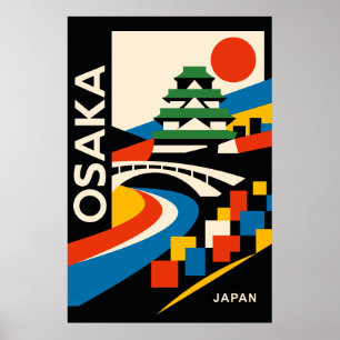Affiche de voyage Bauhaus Osaka Japon Géométrique 