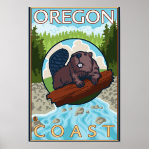 Affiche de voyage Beaver & RiverCoastVintage
