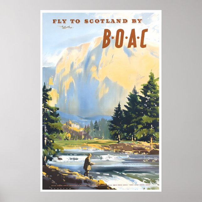 Affiche de voyage BOAC Art Écosse Impression écoss (Devant)