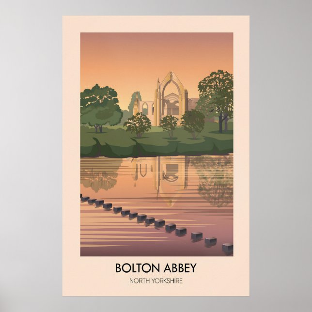Affiche de voyage Bolton Abbey North Yorkshire (Devant)