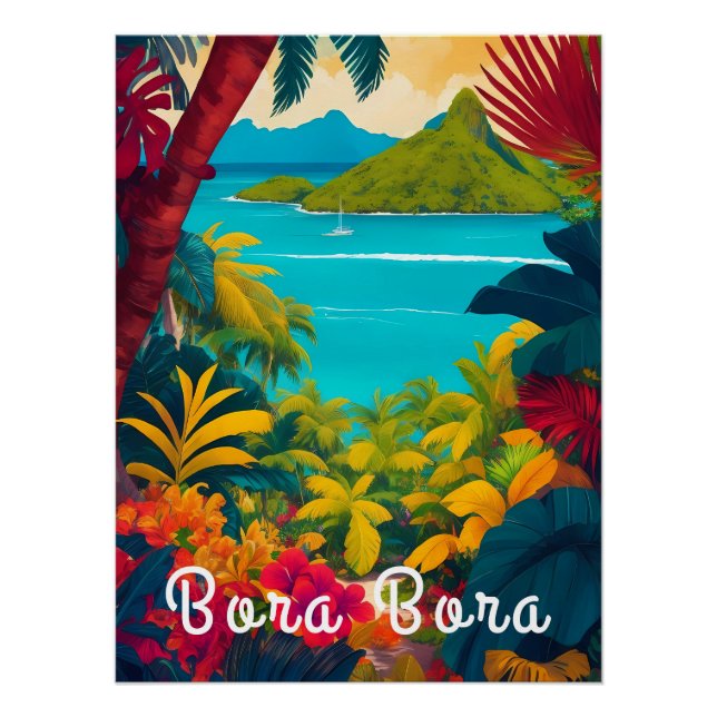 Affiche de voyage Bora Bora Polynésie (Devant)