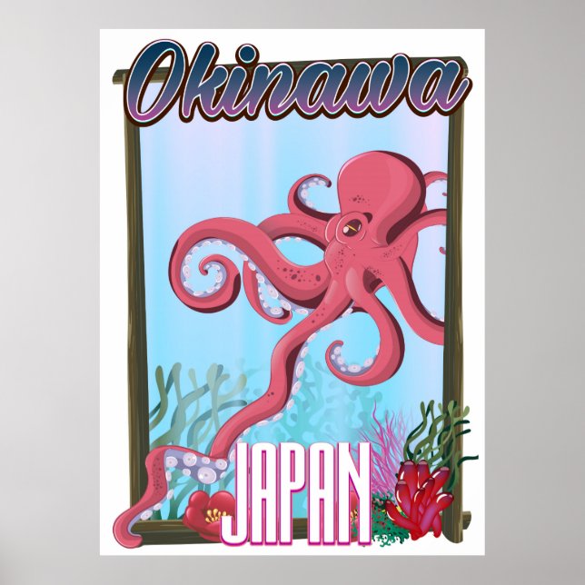 Affiche de voyage calamar Okinawa Japon (Devant)