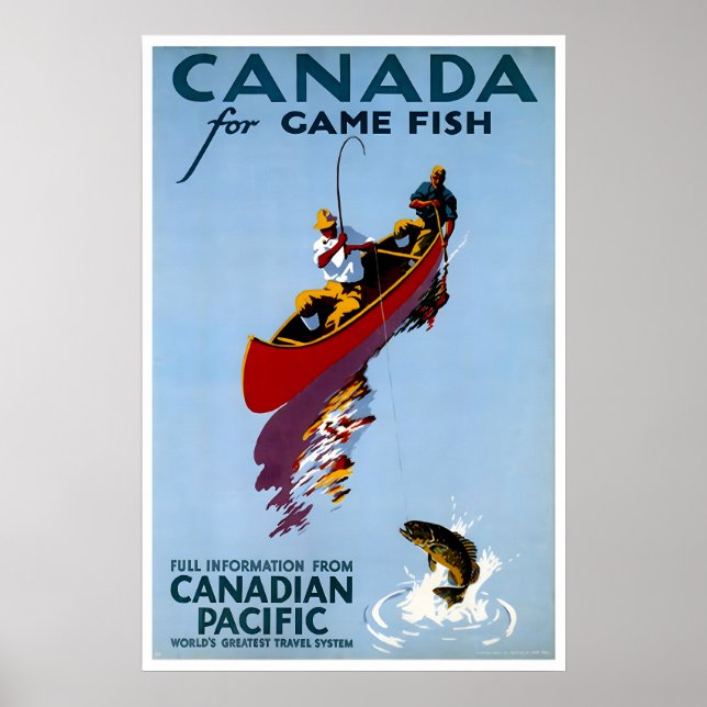 Affiche de voyage Canada Art de pêche Impression r (Devant)