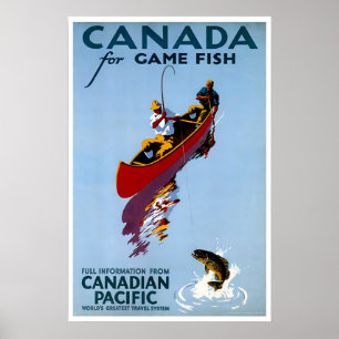 Affiche de voyage Canada Art de pêche Rétro Prin