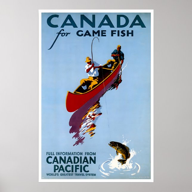 Affiche de voyage Canada Art de pêche Rétro Prin (Devant)