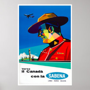 Affiche de voyage Canada Sabena Airlines Art Genda