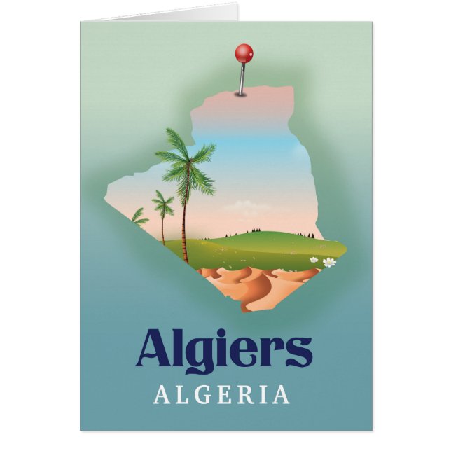 Affiche de voyage carte algérienne Alger (Devant)