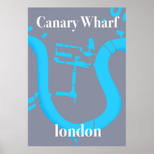 affiche de voyage carte de canary wharf londres
