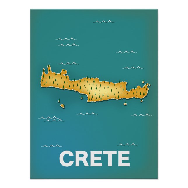 Affiche de voyage carte de Crète (Devant)