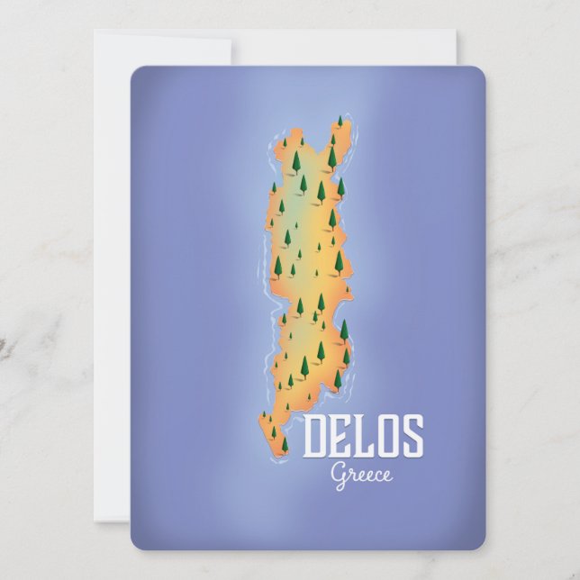 Affiche de voyage carte de Délos Grèce (Devant)