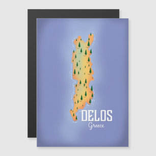 Affiche de voyage carte de Délos Grèce