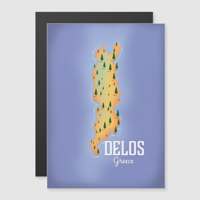 Affiche de voyage carte de Délos Grèce (Devant / Derrière)