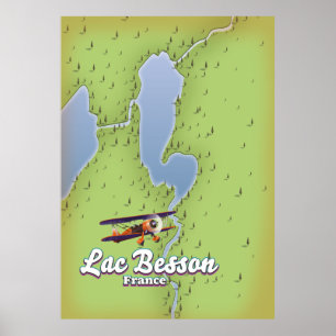 Affiche de voyage carte de France Lac Besson