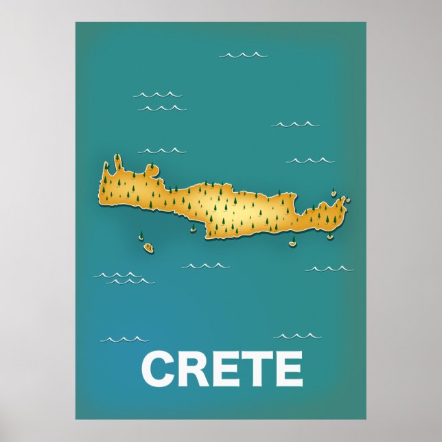 Affiche de voyage carte de la Crète (Devant)