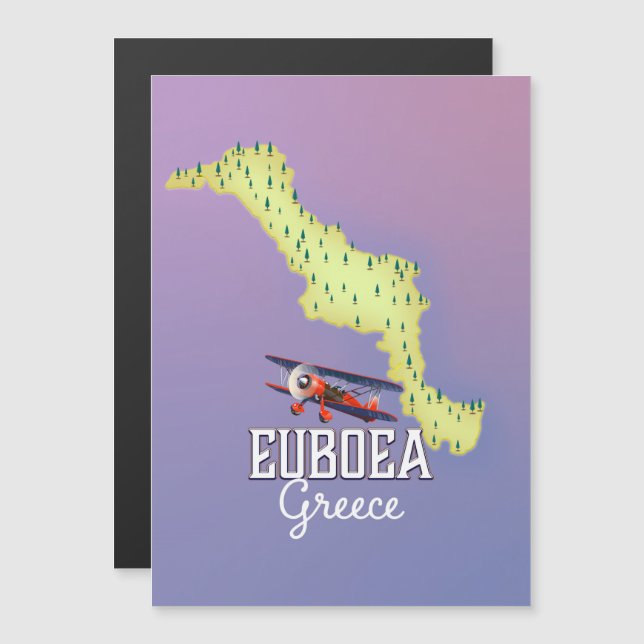Affiche de voyage carte de l'Eubée Grèce (Devant / Derrière)