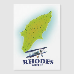 Affiche de voyage carte de l'île de Rhodes, Grèce.
