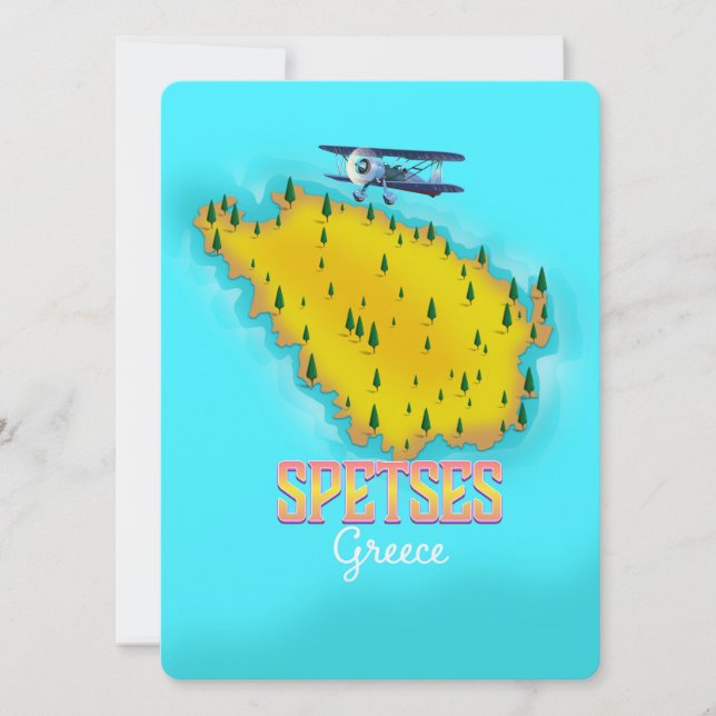 Affiche de voyage carte de l'île grecque de Spetse (Devant)