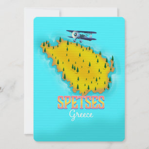 Affiche de voyage carte de l'île grecque de Spetse
