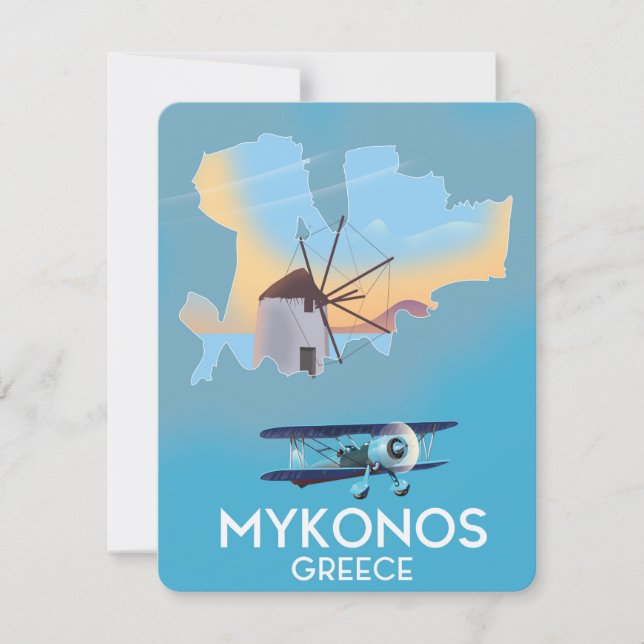 Affiche de voyage carte de Mykonos Grèce (Devant)