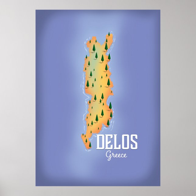 Affiche de voyage carte Delos Grèce (Devant)