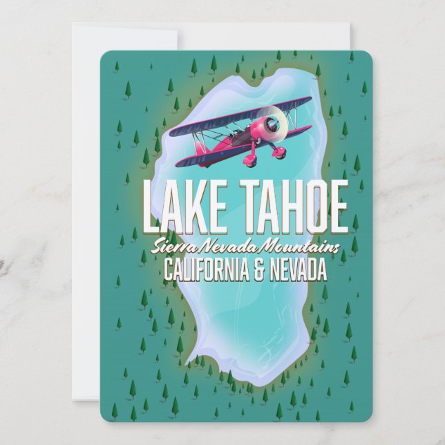 Affiche de voyage carte du lac Tahoe (Devant)