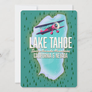 Affiche de voyage carte du lac Tahoe