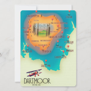 Affiche de voyage carte du parc national de Dartmo