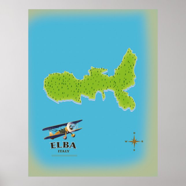 Affiche de voyage carte Elba Italie (Devant)
