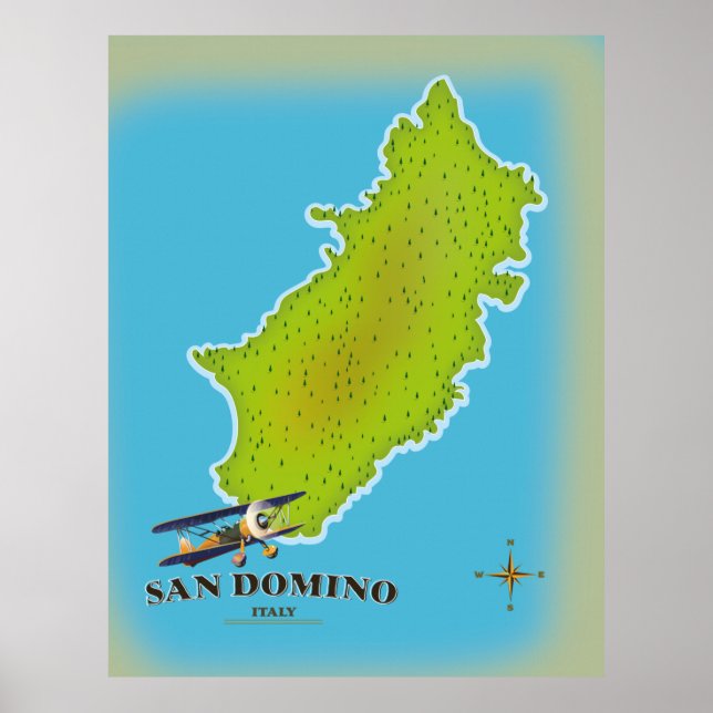 Affiche de voyage carte Elba Italie (Devant)
