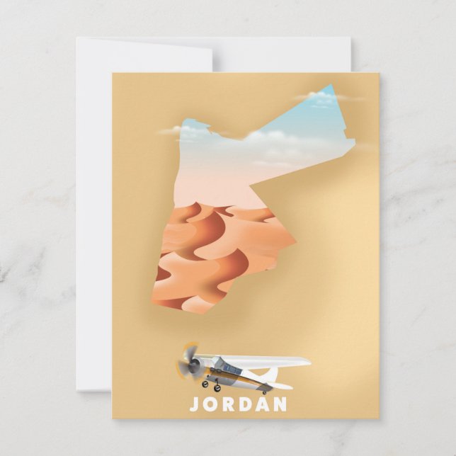 Affiche de voyage carte illustrée de Jordanie (Devant)